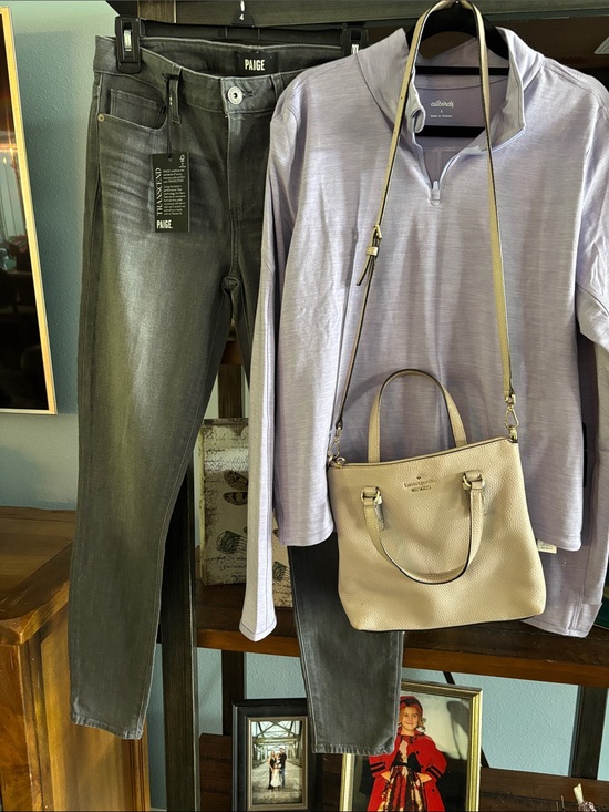 PAIGE Pants - Paige jeans Lavender Light Purple Quarter-Zip Pullover all birds and Kate bag